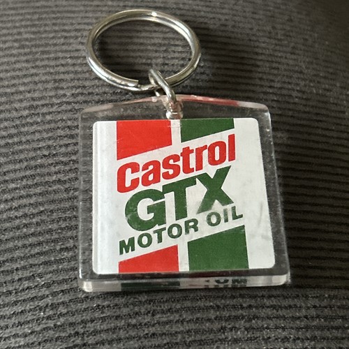 VTG Castrol GTX Motor Oil Acrylic Keychain Fob Key Ring 2 Sided Advertising NOS - Picture 2 of 2