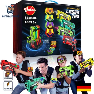 VATOS Wiederaufladbares Laser Tag Set – 4 Pack Lasertag mit Empfängern für