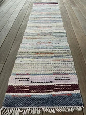 Vintage Hand-Woven American Rug Pastel Colors 100”L x 24”W