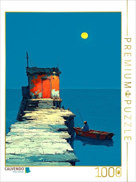 Calvendo Puzzle Night Fishing At The Pier | 1000 Pieces, Finished Size 25.2 × 18-image