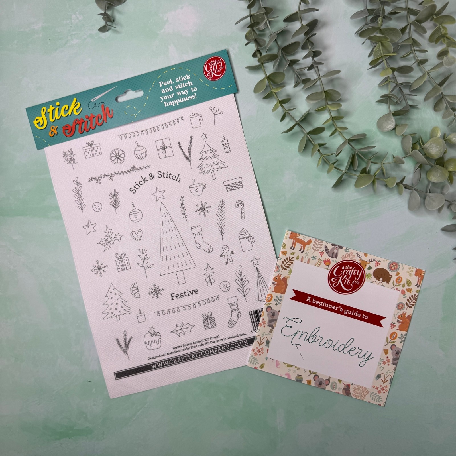 Festive Sampler Stick & Stitch Embroidery Magic Paper By the Crafty Kit Company