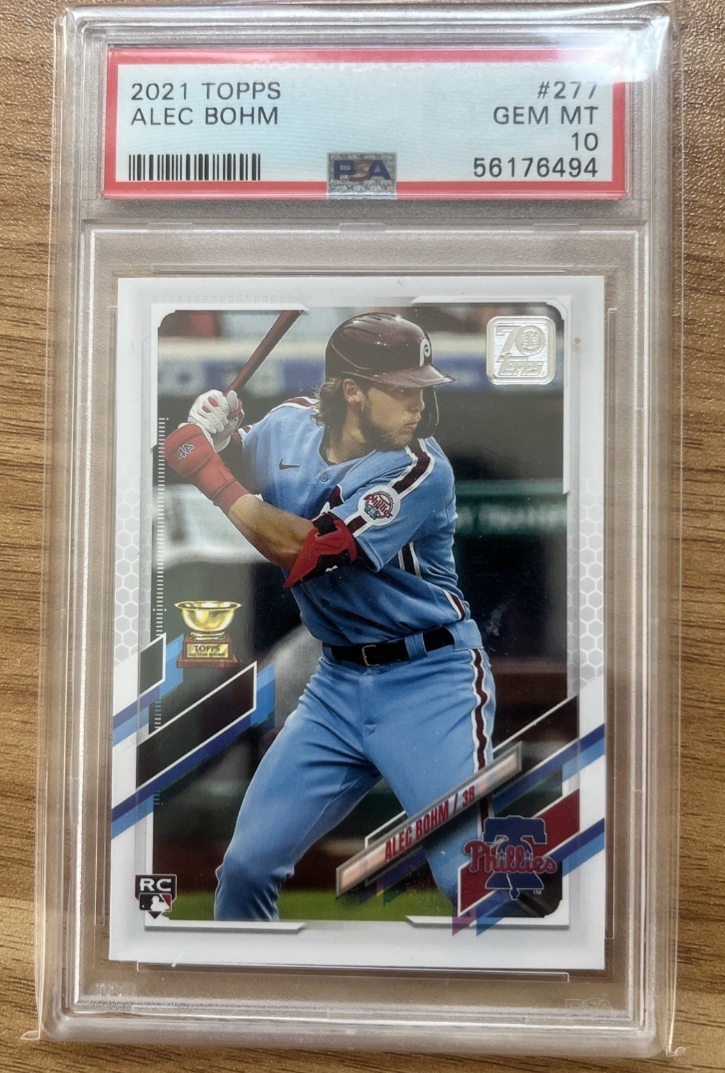 Topps 2021 #277 Alec Bohm Rookie Base PSA 10 Phillies Vertical Batting