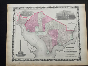 1863 Johnson Atlas Antique Washington DC Civil War Era 100% Genuine