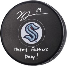 Vince Dunn Seattle Kraken Signed Hockey Puck w/Happy Father's Day! Insc