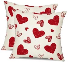 Valentine's Day Pillow Covers 18x18 Inch Set of 2 18" x 18" Pack of 2 White