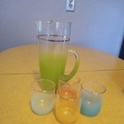 Vintage Blendo Orange Ombre Frosted Glass Juice Pitcher & 4 Glasses  MCM — photo 1