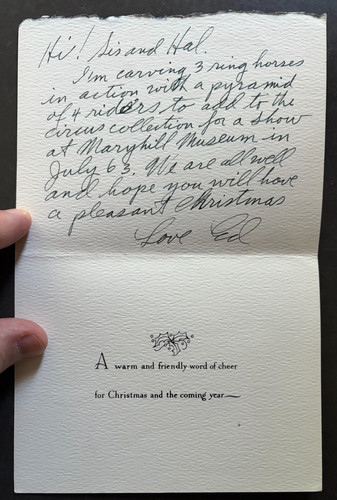 SIGNED by E. B. Quigley !! 1962 Christmas Card, inscribed by the artist VG!