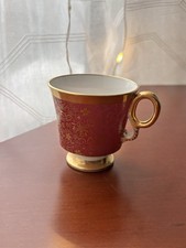 Waterside Fine China Tea Cup Set With Saucers Red & Gold Rim Tea Cup Duos