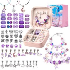 Charm Bracelet Making Kit for Girls Jewelry Making Set w Storage Box Gift 5-12yr