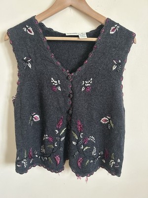 Vintage Cottagecore Classic Elements Embroidered Vest Weste Size Medium
