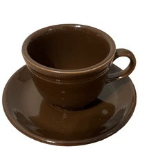 Fiesta Ware Cup & Saucer Chocolate Brown Coffee Tea HLC Homer Laughlin USA