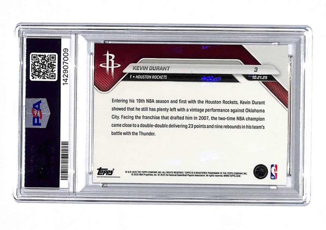 2025-26 Topps Now #3 Kevin Durant Rockets Debut Card PSA 10 Rockets  view 2