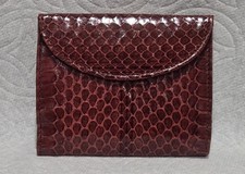 1970s Genuine Snakeskin Bifold Wallet Gold Tone Snap Closure  Coin Compartment