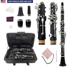 New C key Ebonite Wood Clarinet Two Barrels Nickel Plated Key with Case