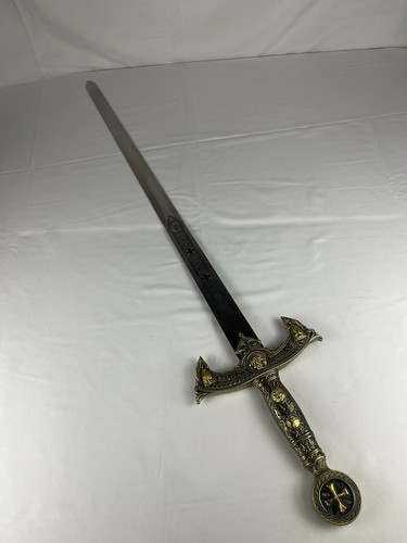 Medieval Knight Templar Style Decorative Sword Stainless Steel Ornate Display