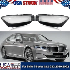 Left+Right Front Headlight Lens Cover Shell For BMW 7-Series G11 G12 2019-2022