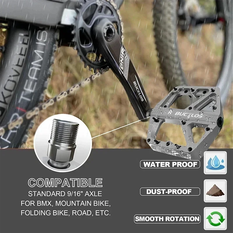 Pedais planos de rolamento selado para mountain bike fibra de náilon acessórios para pedais de bicicleta de estrada - Imagem 4 de 4