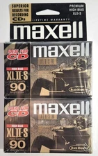 MAXELL HIGH BIAS XLII-S - 90 MINUTES  AUDIO CASSETTE NEW SEALED 2 PACK N.O.S.