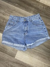Shein Women s High Rise Cuffed Denim Blue Jean Shorts Size Medium