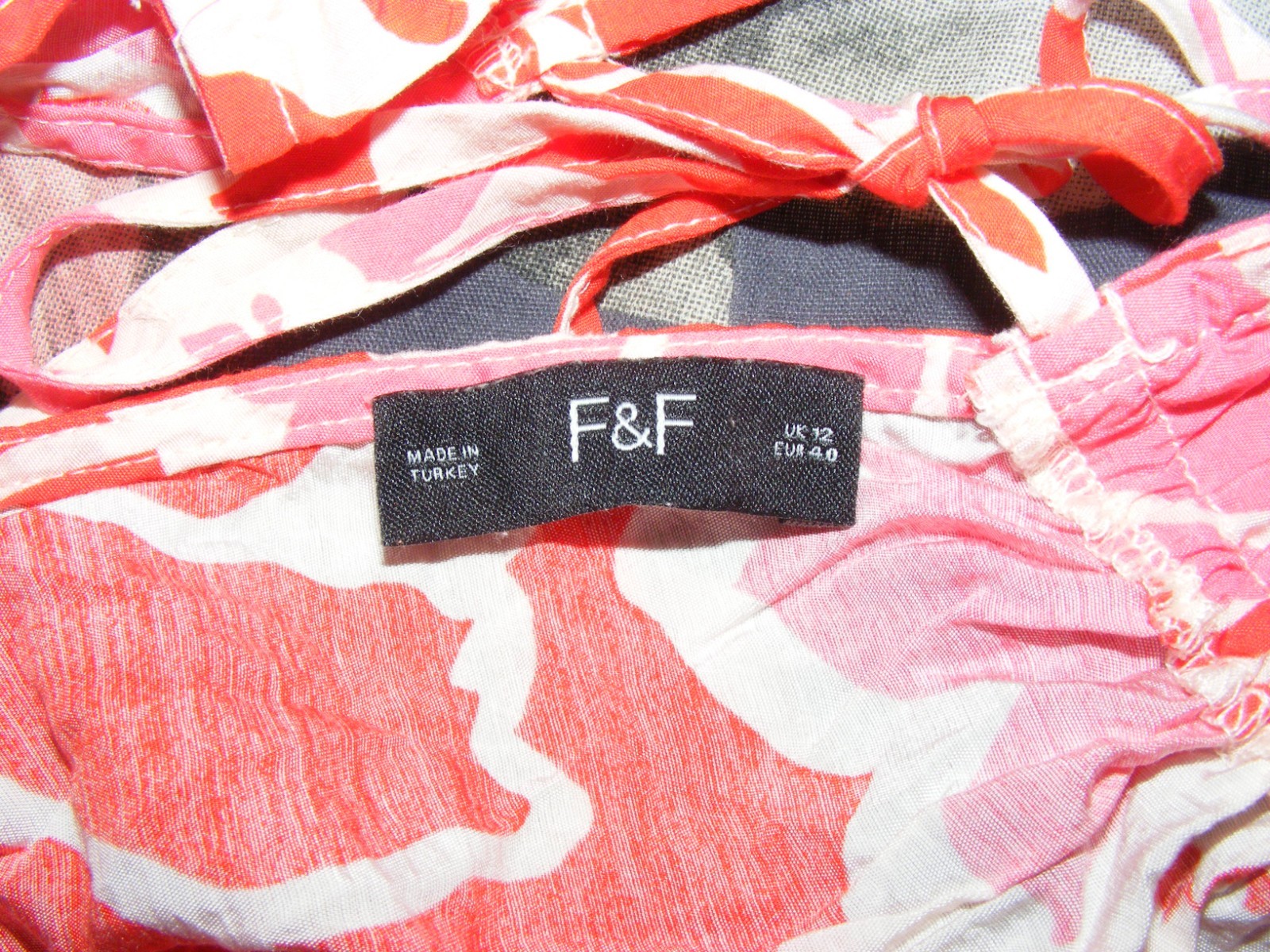 F&F summer maxi dress size 12 high neck sleeveless tiered red pink floral print image 3