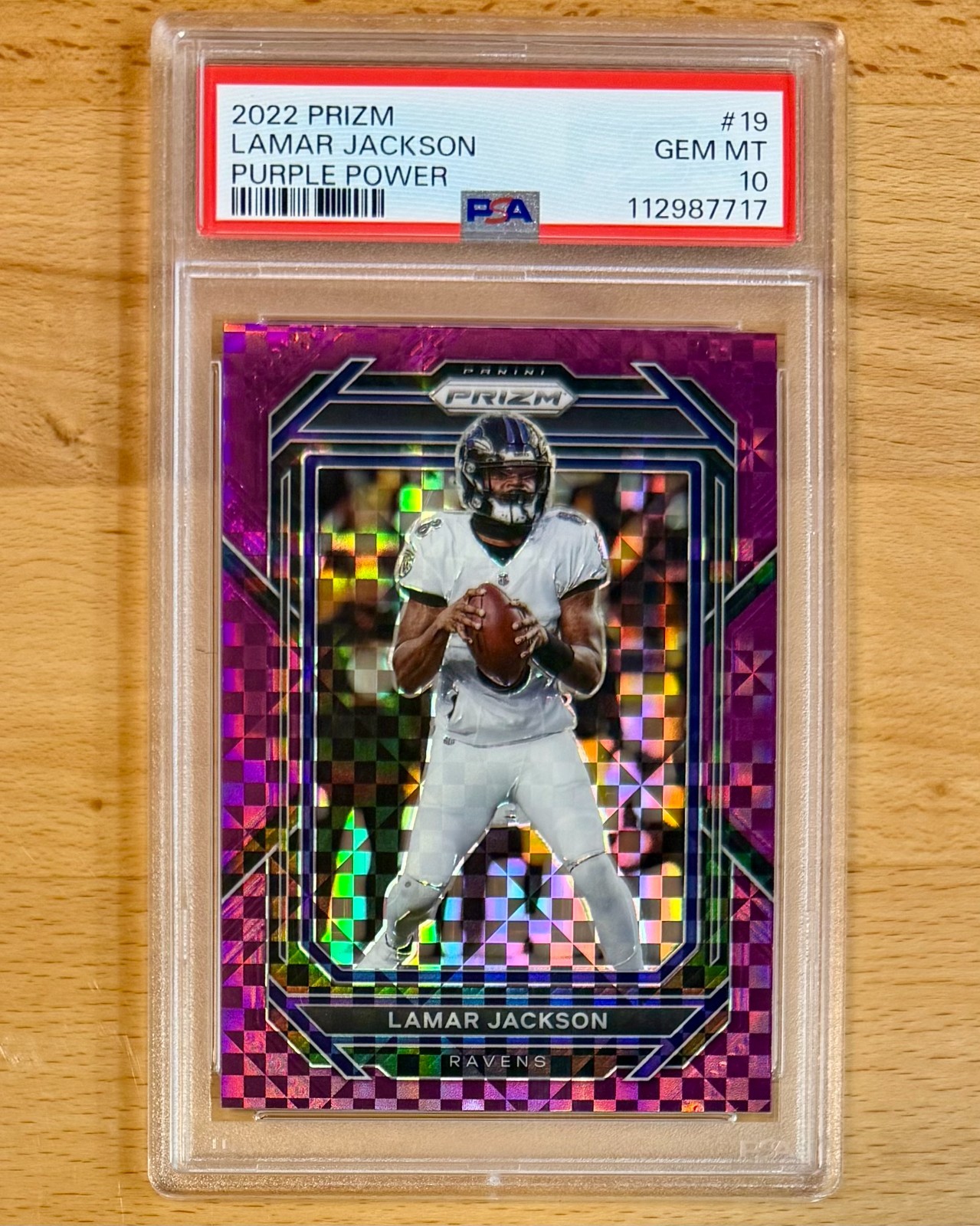 2022 Panini Prizm LAMAR JACKSON #19 SP Purple Power Prizm /49 - PSA 10 GEM MINT view 1