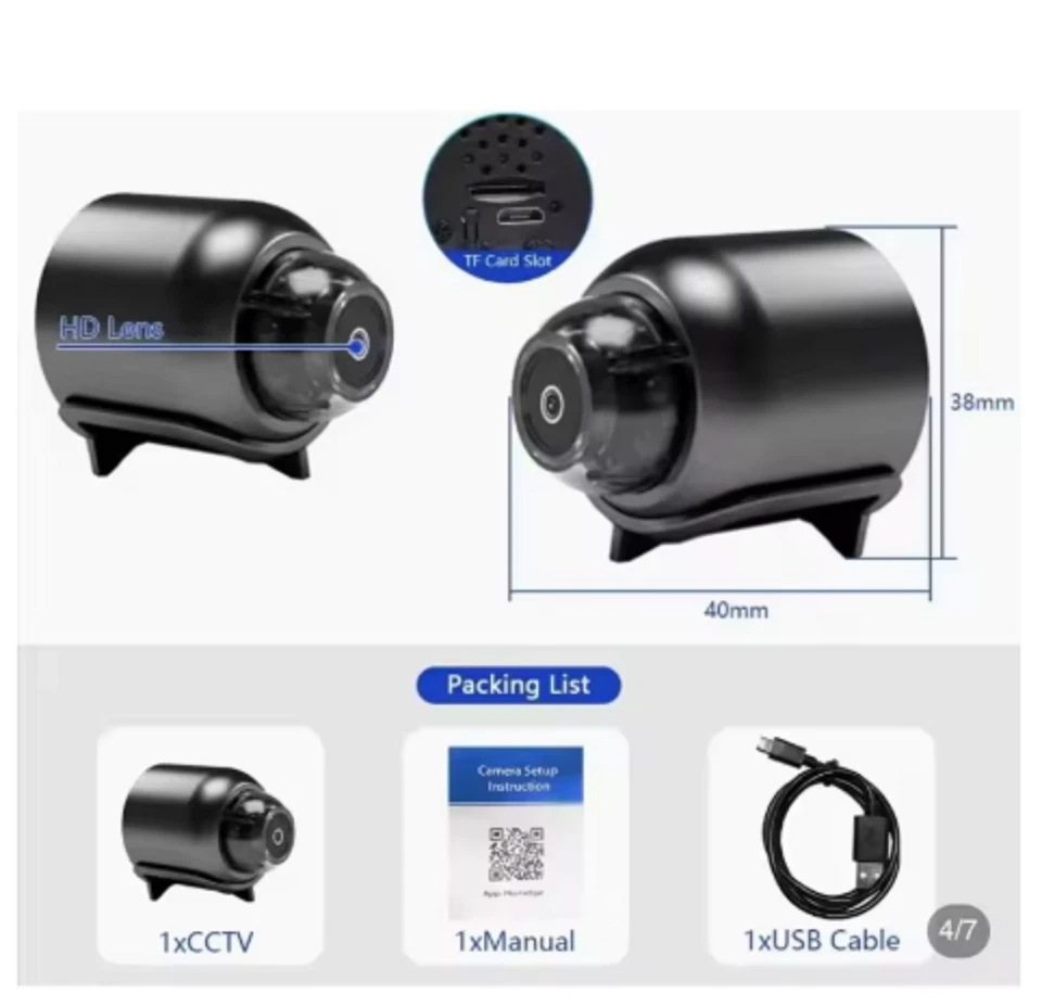 Mini IP Kamera 📷 1080p HD ✅ WLAN WiFi 📶 App Steuerung 📱 Nachtsicht 🌙 - Bild 3 von 4
