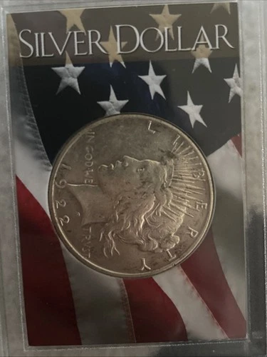 1922 $1 Peace Dollar in H.E. Harris & Co. Holder-AU-Free USA Ship