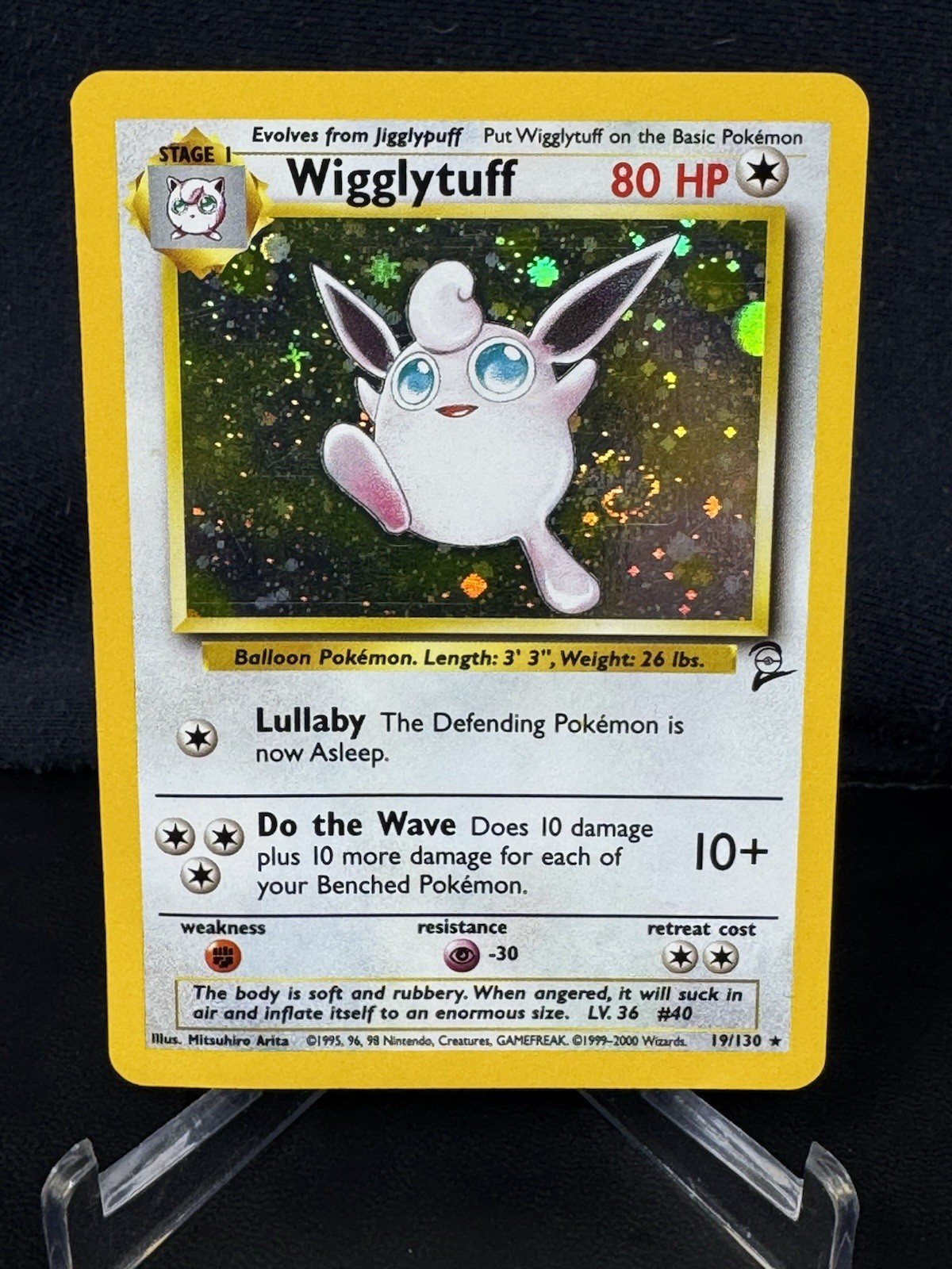 Wigglytuff 19/130 Holo Rare Base Set 2 Pokémon Card NM