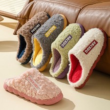 Ladies Memory Foam Slippers Women Washable Warm Fur Slip On Winter Mules Shoes