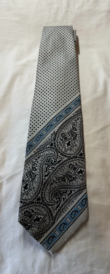 Corbata vintage Oleg Cassini de Birmania con estampado de cachemira y puntos Foto 2 de 4