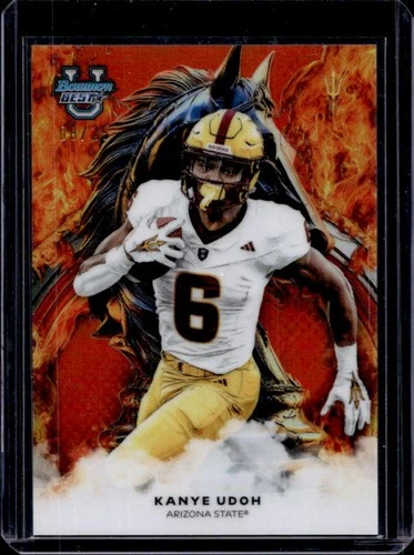 2025 Bowman Best University Football Orange Refractor Kanye Udoh #WA-KU