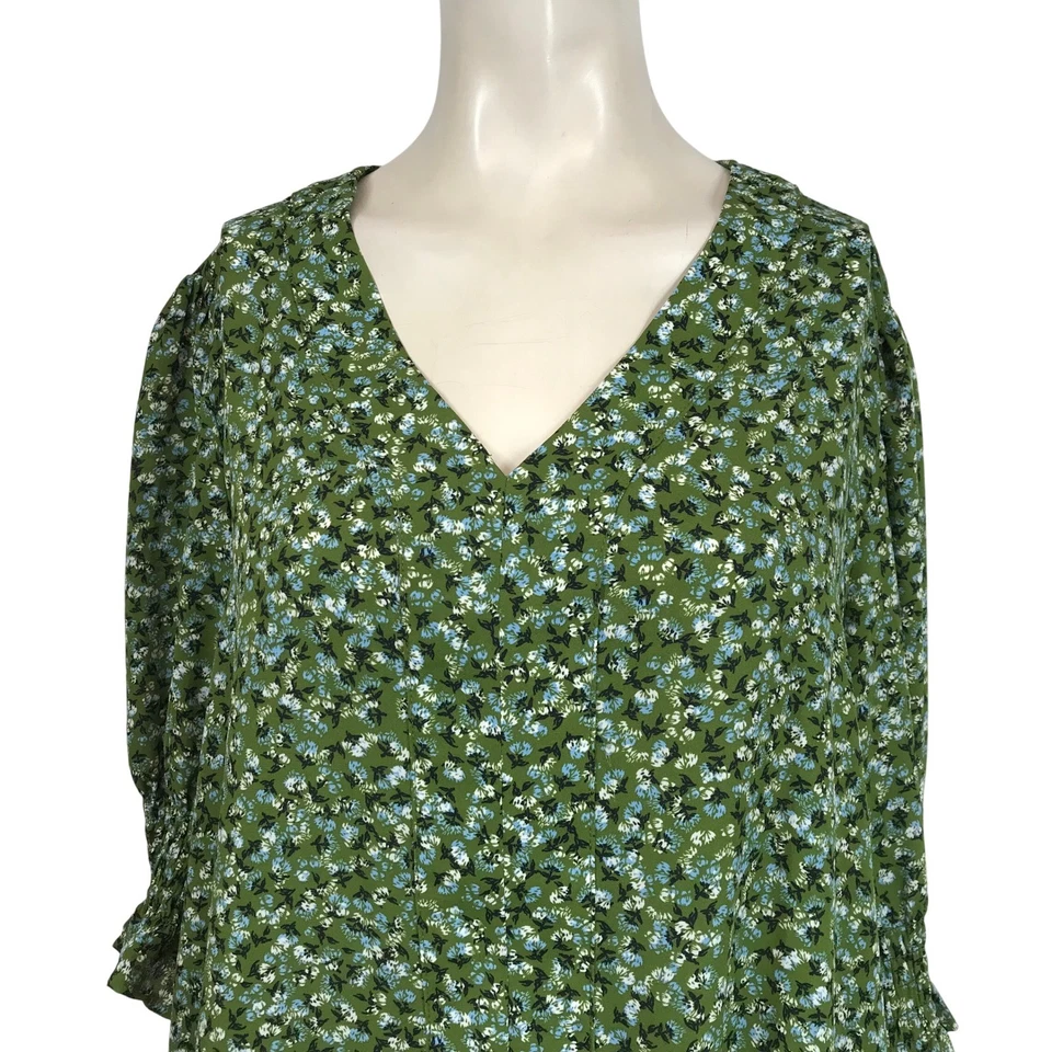 Jones Нью-Йорк плюс размер 1 X зеленый цветочный печать V шеи 3/4 рукав платье - Изображение 2 из 4