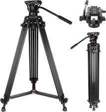 Video Tripod, 74" Professional Heavy Duty Camera Tripods with Quick Release P...