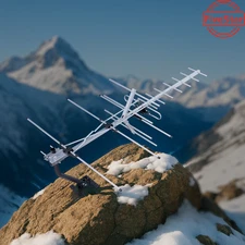 Long Range Yagi TV Antenna Outdoor 250 Mile w/ Pole for Attic or Roof