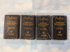 LOT (4) SHEA MOISTURE AFRICAN BLACK SOAP BLEMISH-PRONE FACE & BODY SOAP 3.5 OZ