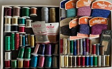 Lot Of Mostly Metalic Threads Embroidery Some Rayon Elastic Sulky Madeira