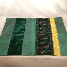 Pier 1 Velvet Green Gold Multi Fabric Holiday Placemats Set of 10 Christmas Deco