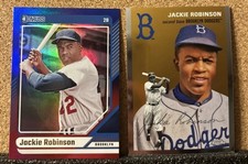 Jackie Robinson 2 Card Lot 2024 Donruss Refractor Blue + Topps Chrome Base