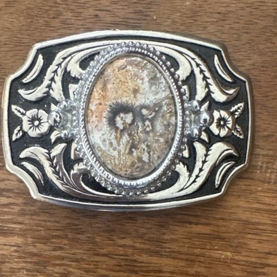 Two-Tone Floral Engraved Belt Buckle - Silver and Gold Challenger 2 main image 2