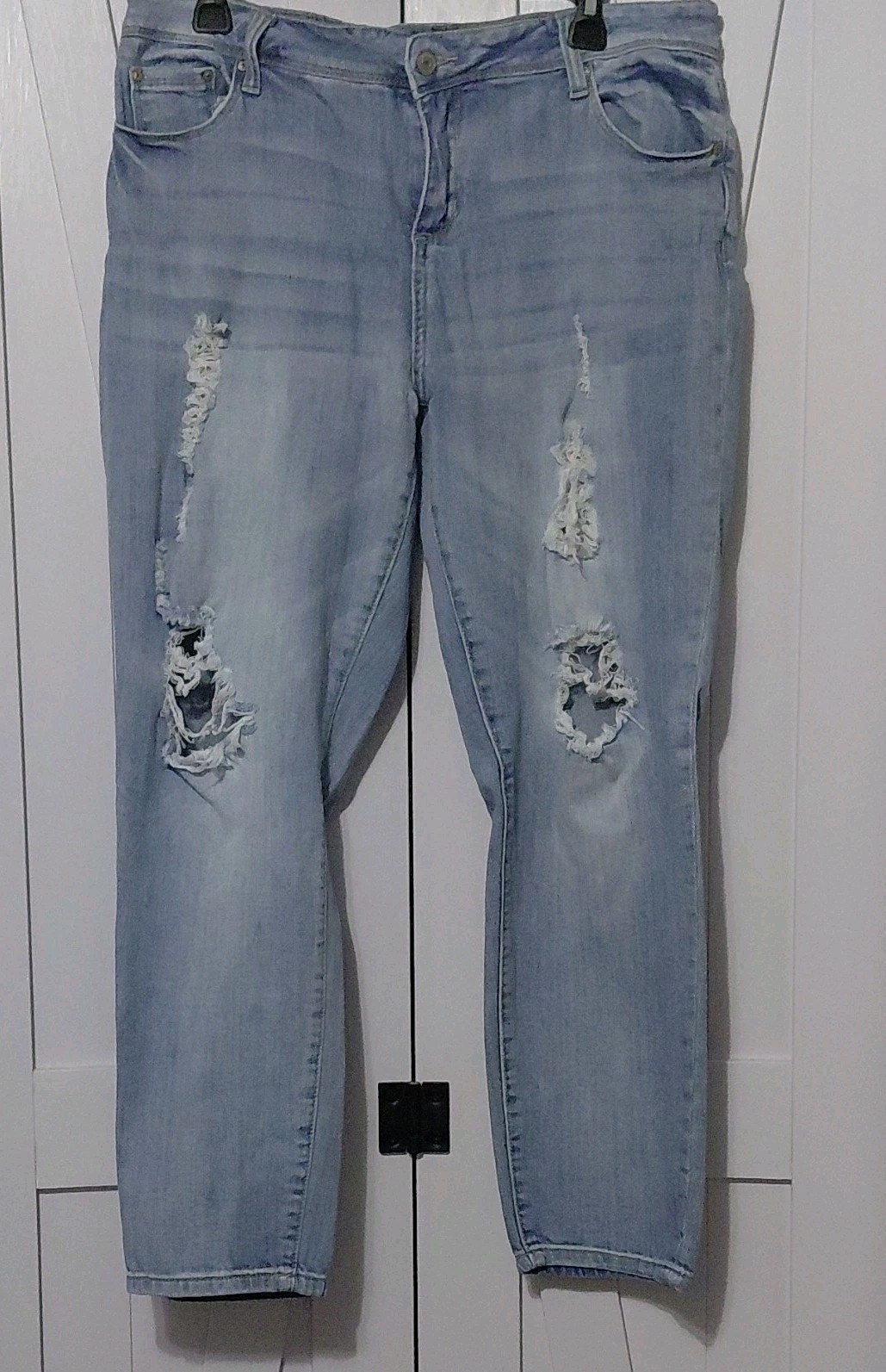 Hammer Jeans Light Blue Denim Jeans Light Wash Stretch Distressed 5-Pocket Women