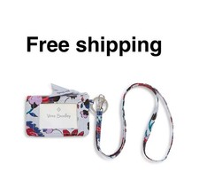 NWT Vera Bradley Zip ID Case and Lanyard Cotton Set in Vineyard Floral
