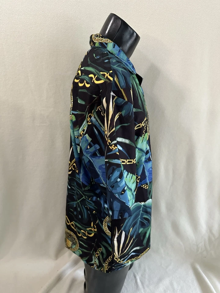 Crooks & Castles Shirt Men’s Large Medusa AOP Floral Print Chains Hipster EUC - Image 4 of 4