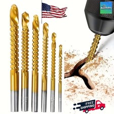 6 Pack 3-8mm Serrated Side Cutting Drill Bit Titanium Coated Hss Twist Drills