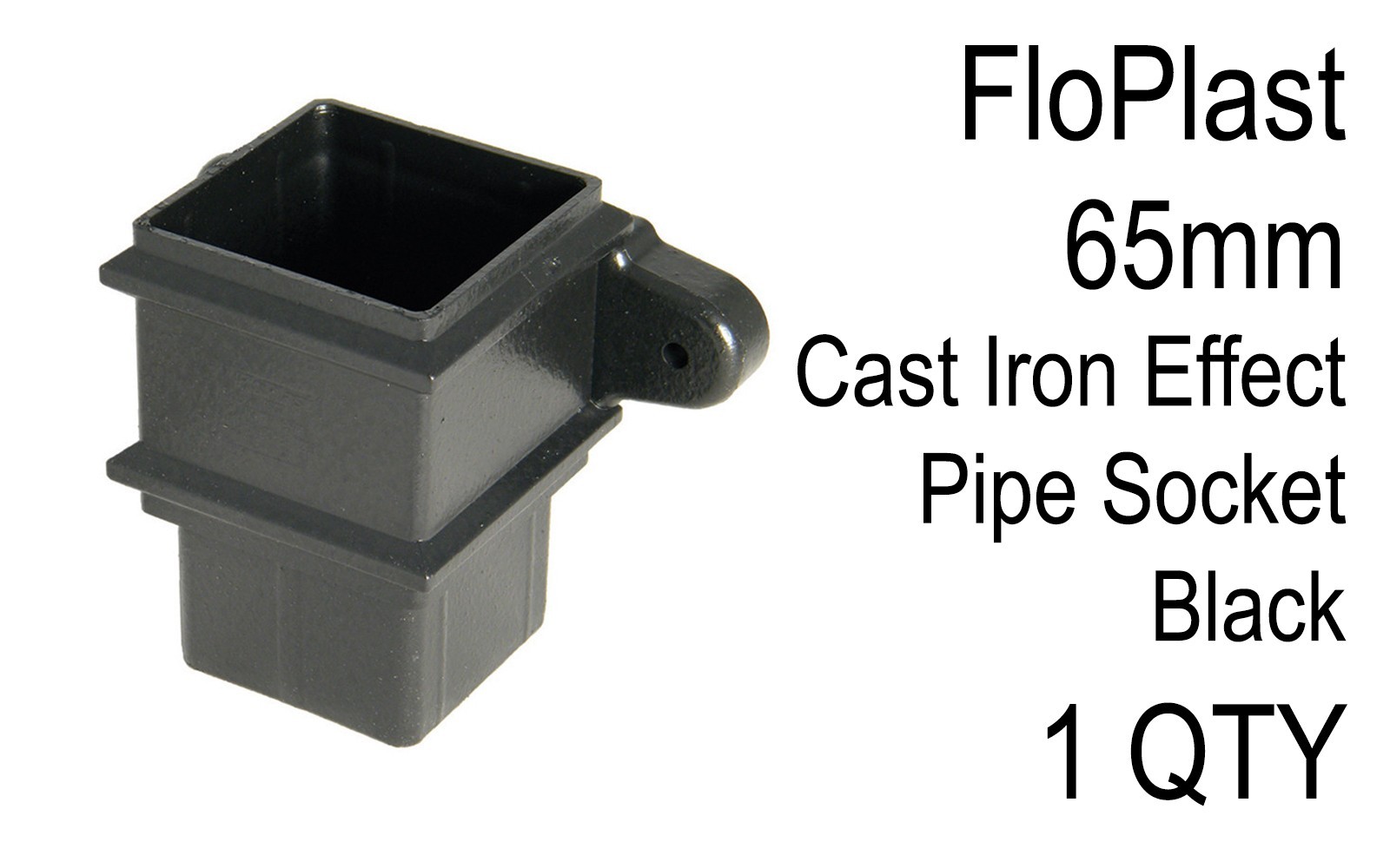 Floplast Down Pipe RSS2BL 65mm Square - Classic Pipe Socket - Black - Image 2