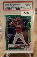 2021 Bowman Draft Sapphire Brady House Chrome Green 1st  /50 Nationals PSA 8