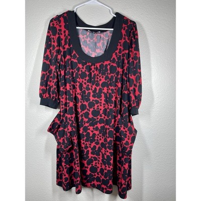 Tiana B Women's Size Large Colorful Short  Sleeve Dress Pockets Relaxed Artsy
