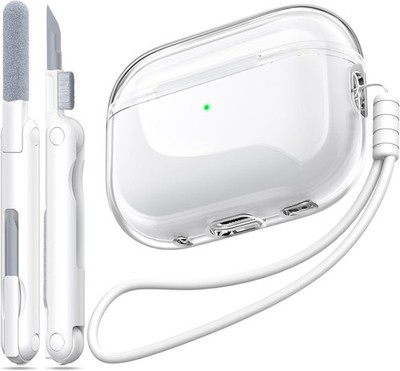 Airpods Pro Hülle transparent Schlüsselband Reinigungsset kompatibel mit Airp...