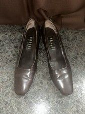 Vintage Amalfi Italy Black Square Toe Leather Heels Pumps Classic 8.5 AAA