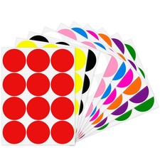 2 Inch Removable Stickers Large Colored Dot Stickers Big Waterproof Round Cir...