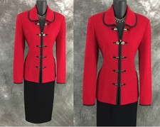 BEAUTIFUL St John collection jacket knit red black suit blazer size 6